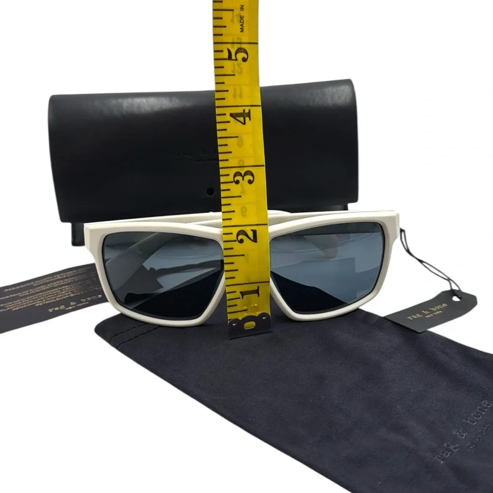 rag & bone 58mm Matte White Rectangular Sunglasses